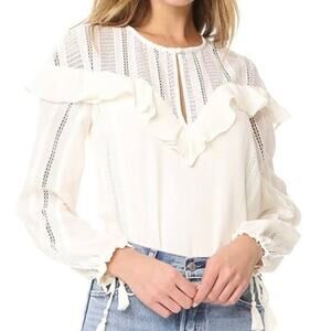 Rebecca Minkoff Sylvia Ivory Long Sleeve Women Blouse Large